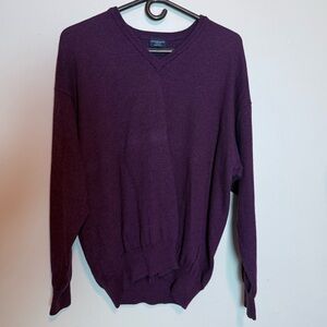 Burberry Merino Wool Sweater Burgundy Maroon V Neck Made in Italy Burberry Golf